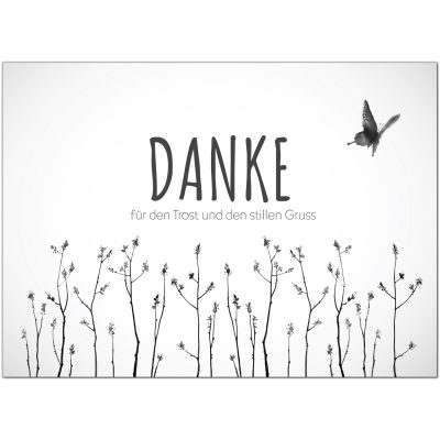 15 x Trauer Danksagungskarten mit Umschlag DIN A6, Motiv schlicht und edel, Danke Sagen nach Beerdigung