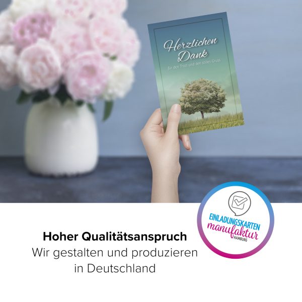 15 Dankeskarten Trauer mit Umschlag Motiv BAUM Karte nach Beerdigung zum Danke sagen Danksagung Trauerkarten Danksagungskarten – Bild 4