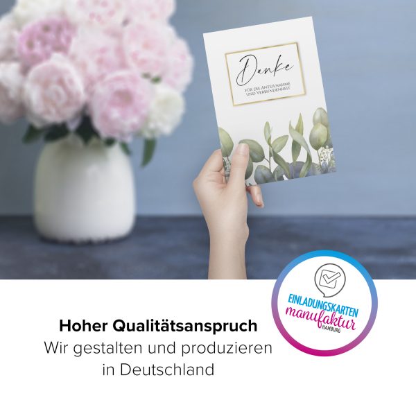 15 Dankeskarten Trauer mit Umschlag Motiv STILVOLL Karte nach Beerdigung zum Danke sagen Danksagung Trauerkarten Danksagungskarten – Bild 4