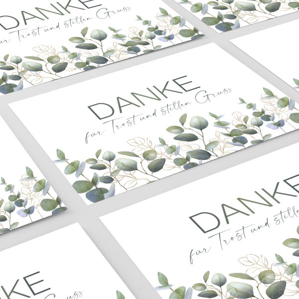 15 Dankeskarten Trauer mit Umschlag Motiv EUCYLYPTUS Karte nach Beerdigung zum Danke sagen Danksagung Trauerkarten Danksagungskarten – Bild 6