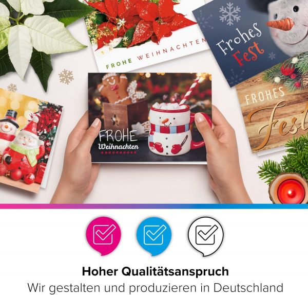 30 moderne Weihnachtskarten Klappkarten Mix mit Umschlag - großes Foto Motiv Weihnachten Grußkarten Set – Bild 9
