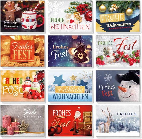 30 moderne Weihnachtskarten Klappkarten Mix mit Umschlag - großes Foto Motiv Weihnachten Grußkarten Set – Bild 4