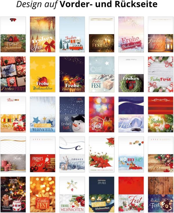 30 moderne Weihnachtskarten Klappkarten Mix mit Umschlag - großes Foto Motiv Weihnachten Grußkarten Set – Bild 2