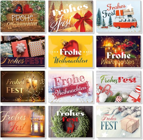 30 moderne Weihnachtskarten Klappkarten Mix mit Umschlag - großes Foto Motiv Weihnachten Grußkarten Set – Bild 3