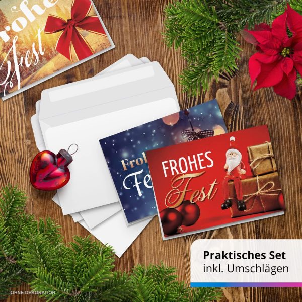 30 moderne Weihnachtskarten Klappkarten Mix mit Umschlag - großes Foto Motiv Weihnachten Grußkarten Set – Bild 6