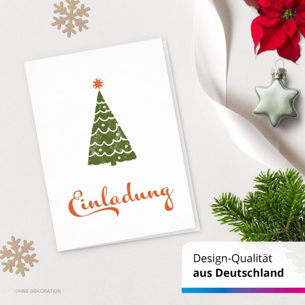 10 x Einladungskarten Klappkarten Weihnachten mit Umschlag zur Weihnachtsfeier Motiv Schlichter Tannenbaum klassisch grün – Bild 5