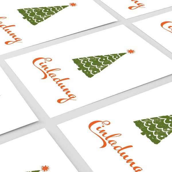 10 x Einladungskarten Klappkarten Weihnachten mit Umschlag zur Weihnachtsfeier Motiv Schlichter Tannenbaum klassisch grün – Bild 2