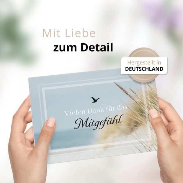 Danksagungskarten Trauer – 10 Stück mit Umschlägen – Motiv: Danke Mitgefühl Meer – Trauerkarten Danksagung mit Text – Dankeskarten Trauer Beerdigung – Bild 2