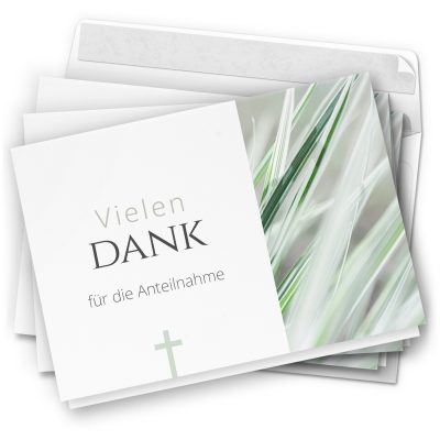 Danksagungskarten Trauer – 10 Stück mit Umschlägen – Motiv: Dezentes Kreuz – Trauerkarten Danksagung mit Text – Dankeskarten Trauer nach Beerdigung