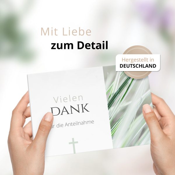 Danksagungskarten Trauer – 10 Stück mit Umschlägen – Motiv: Dezentes Kreuz – Trauerkarten Danksagung mit Text – Dankeskarten Trauer nach Beerdigung – Bild 2