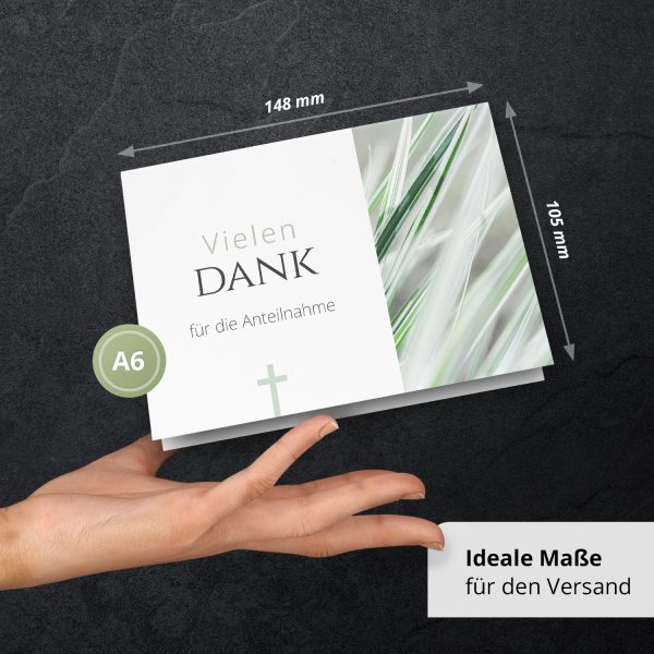Danksagungskarten Trauer – 10 Stück mit Umschlägen – Motiv: Dezentes Kreuz – Trauerkarten Danksagung mit Text – Dankeskarten Trauer nach Beerdigung – Bild 4