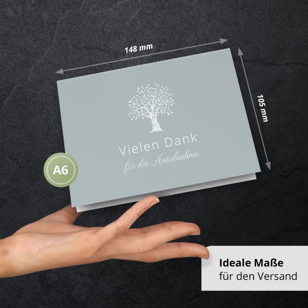 Danksagungskarten Trauer – 10 Stück mit Umschlägen – Motiv: Baum Blau Grau – Trauerkarten Danksagung mit Text – Dankeskarten Trauer nach Beerdigung – Bild 4