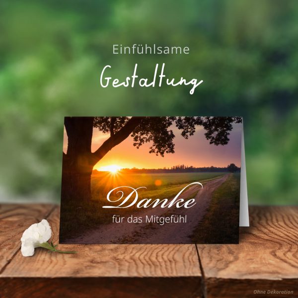 Danksagungskarten Trauer – 10 Stück mit Umschlägen – Motiv: Untergang am Feld – Trauerkarten Danksagung mit Text – Dankeskarten Trauer nach Beerdigung – Bild 6