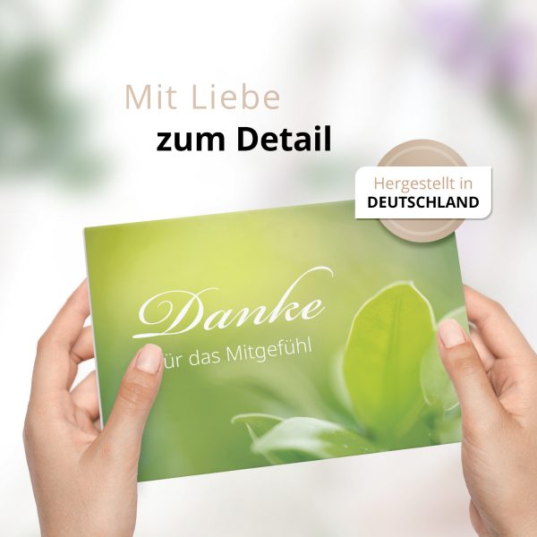 Danksagungskarten Trauer – 10 Stück mit Umschlägen – Motiv: Grüne Natur – Trauerkarten Danksagung mit Text – Dankeskarten Trauer nach Beerdigung – Bild 2