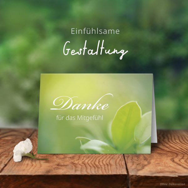 Danksagungskarten Trauer – 10 Stück mit Umschlägen – Motiv: Grüne Natur – Trauerkarten Danksagung mit Text – Dankeskarten Trauer nach Beerdigung – Bild 6