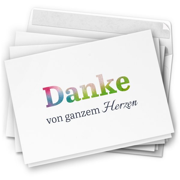 Danksagungskarten Trauer – 10 Stück mit Umschlägen – Motiv: Regenbogen Danke – Trauerkarten Danksagung mit Text – Dankeskarten Trauer nach Beerdigung
