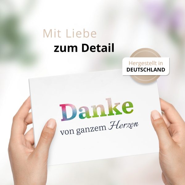 Danksagungskarten Trauer – 10 Stück mit Umschlägen – Motiv: Regenbogen Danke – Trauerkarten Danksagung mit Text – Dankeskarten Trauer nach Beerdigung – Bild 2