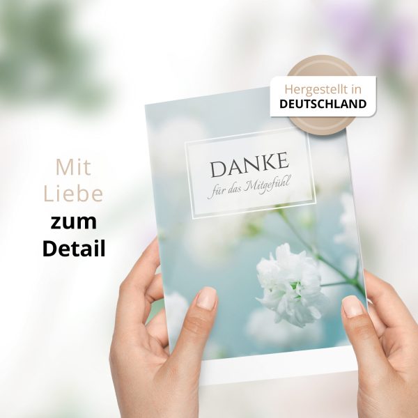 Danksagungskarten Trauer – 10 Stück mit Umschlägen – Motiv: Zarte Blüte – Trauerkarten Danksagung mit Text – Dankeskarten Trauer nach Beerdigung – Bild 2