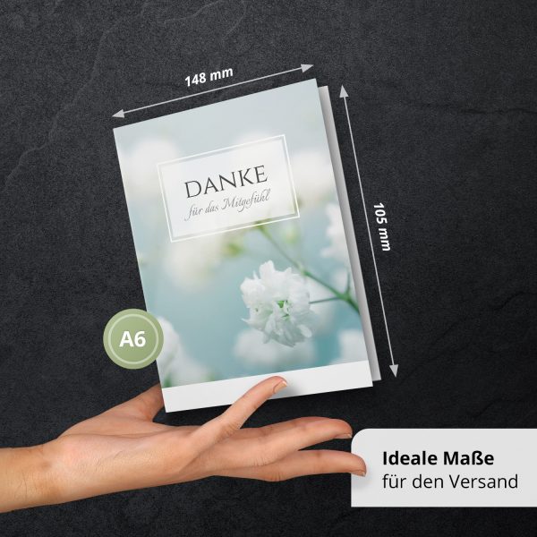 Danksagungskarten Trauer – 10 Stück mit Umschlägen – Motiv: Zarte Blüte – Trauerkarten Danksagung mit Text – Dankeskarten Trauer nach Beerdigung – Bild 4