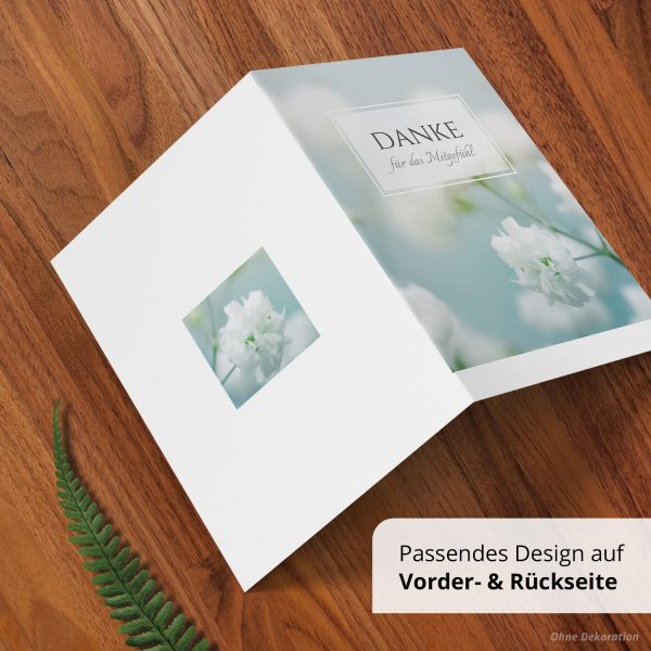 Danksagungskarten Trauer – 10 Stück mit Umschlägen – Motiv: Zarte Blüte – Trauerkarten Danksagung mit Text – Dankeskarten Trauer nach Beerdigung – Bild 5