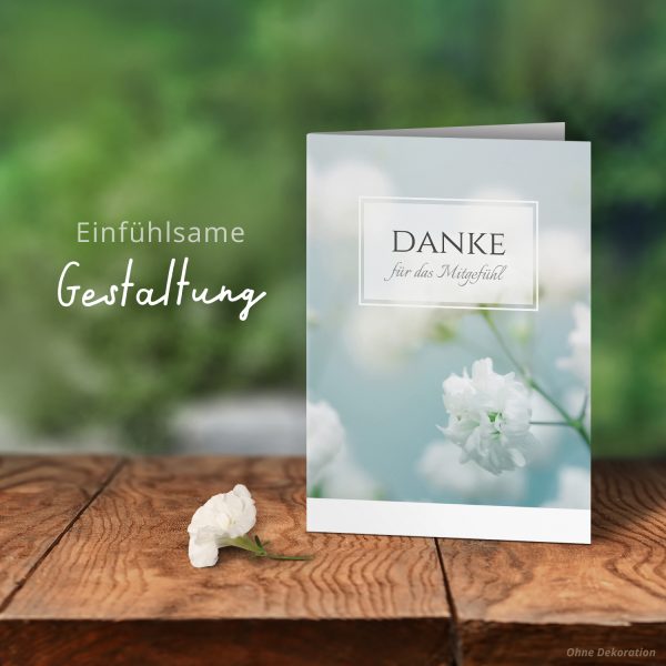Danksagungskarten Trauer – 10 Stück mit Umschlägen – Motiv: Zarte Blüte – Trauerkarten Danksagung mit Text – Dankeskarten Trauer nach Beerdigung – Bild 6