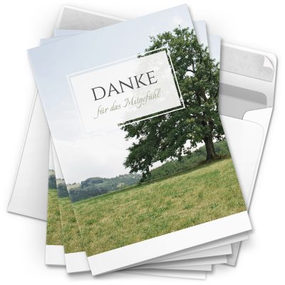 Danksagungskarten Trauer – 10 Stück mit Umschlägen – Motiv: Der Baum – Trauerkarten Danksagung mit Text – Dankeskarten Trauer nach Beerdigung