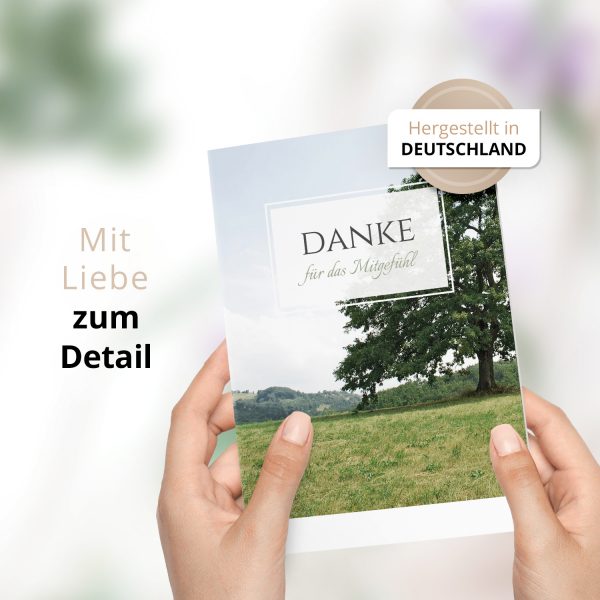 Danksagungskarten Trauer – 10 Stück mit Umschlägen – Motiv: Der Baum – Trauerkarten Danksagung mit Text – Dankeskarten Trauer nach Beerdigung – Bild 2