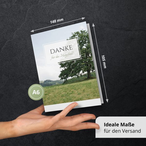 Danksagungskarten Trauer – 10 Stück mit Umschlägen – Motiv: Der Baum – Trauerkarten Danksagung mit Text – Dankeskarten Trauer nach Beerdigung – Bild 3
