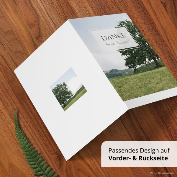 Danksagungskarten Trauer – 10 Stück mit Umschlägen – Motiv: Der Baum – Trauerkarten Danksagung mit Text – Dankeskarten Trauer nach Beerdigung – Bild 4