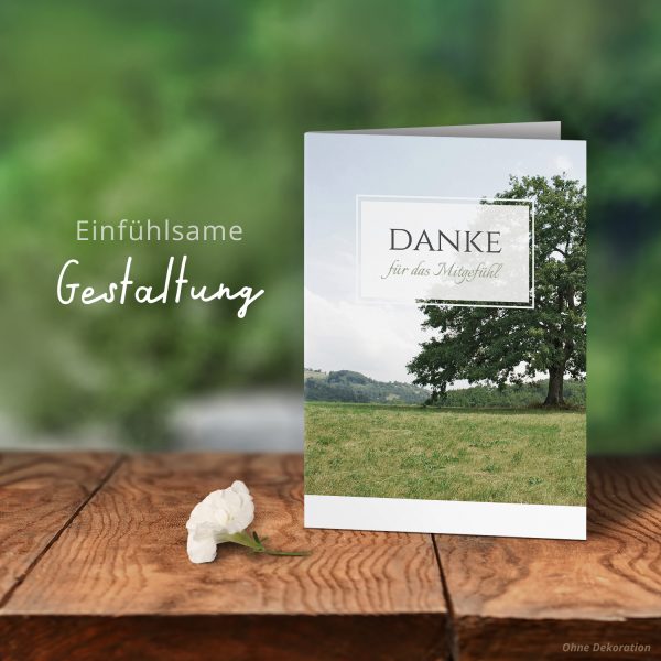 Danksagungskarten Trauer – 10 Stück mit Umschlägen – Motiv: Der Baum – Trauerkarten Danksagung mit Text – Dankeskarten Trauer nach Beerdigung – Bild 5