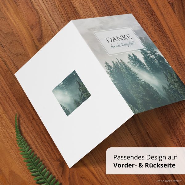 Danksagungskarten Trauer – 10 Stück mit Umschlägen – Motiv: Mystik im Wald – Trauerkarten Danksagung mit Text – Dankeskarten Trauer nach Beerdigung – Bild 5