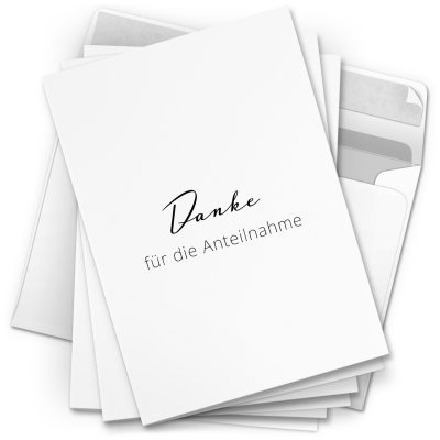 Danksagungskarten Trauer – 10 Stück mit Umschlägen – Motiv: Schlichtes Danke – Trauerkarten Danksagung mit Text – Dankeskarten Trauer nach Beerdigung
