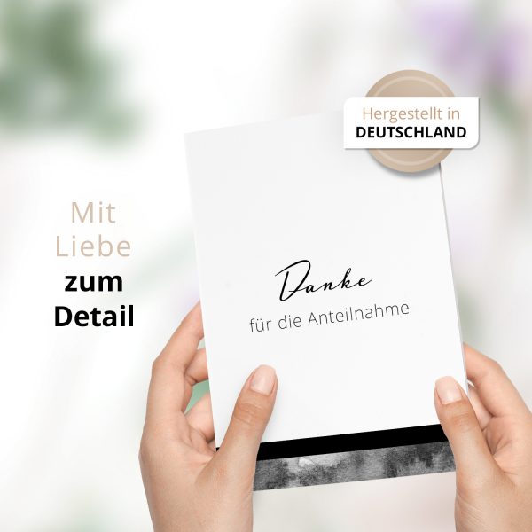 Danksagungskarten Trauer – 10 Stück mit Umschlägen – Motiv: Abstrakt – Trauerkarten Danksagung mit Text – Dankeskarten Trauer nach Beerdigung – Bild 2