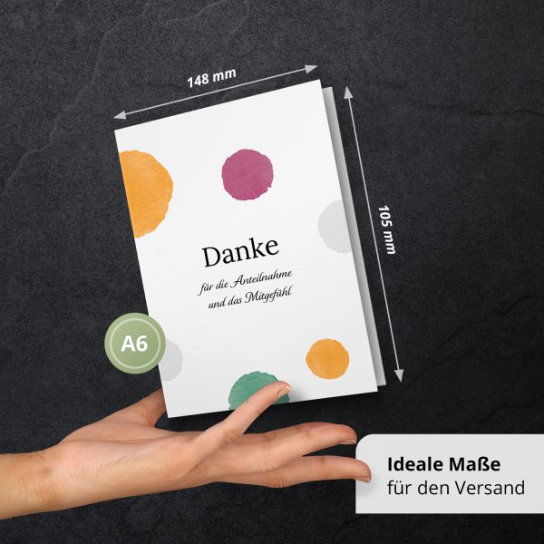 Danksagungskarten Trauer – 10 Stück mit Umschlägen – Motiv: Buntes Danke – Trauerkarten Danksagung mit Text – Dankeskarten Trauer nach Beerdigung – Bild 4