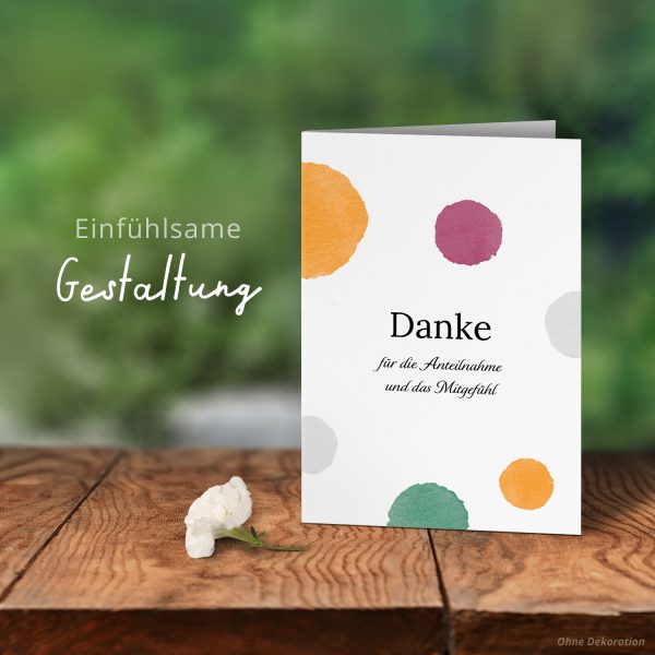 Danksagungskarten Trauer – 10 Stück mit Umschlägen – Motiv: Buntes Danke – Trauerkarten Danksagung mit Text – Dankeskarten Trauer nach Beerdigung – Bild 6