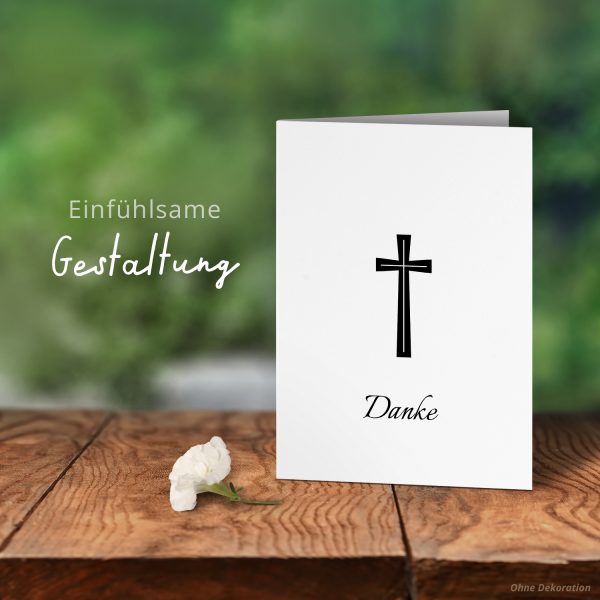 Danksagungskarten Trauer – 10 Stück mit Umschlägen – Motiv Großes Kreuz Danke – Trauerkarten Danksagung mit Text – Dankeskarten Trauer nach Beerdigung – Bild 6