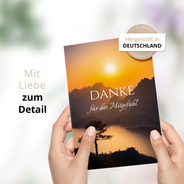 Danksagungskarten Trauer – 10 Stück mit Umschlägen – Motiv: Sonnenuntergang – Trauerkarten Danksagung mit Text – Dankeskarten Trauer nach Beerdigung – Bild 2