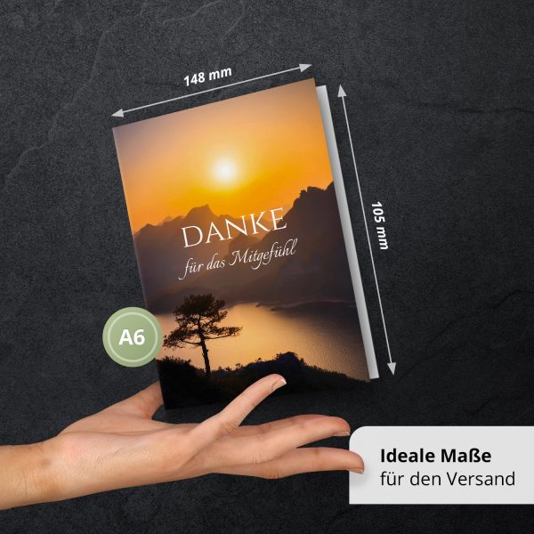 Danksagungskarten Trauer – 10 Stück mit Umschlägen – Motiv: Sonnenuntergang – Trauerkarten Danksagung mit Text – Dankeskarten Trauer nach Beerdigung – Bild 4