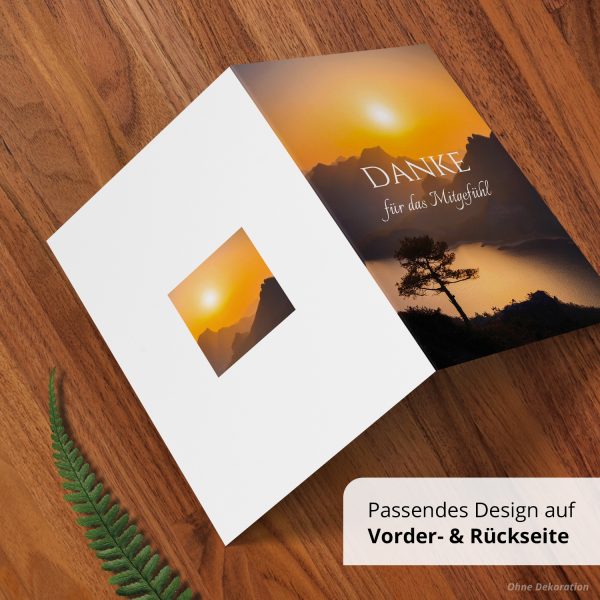 Danksagungskarten Trauer – 10 Stück mit Umschlägen – Motiv: Sonnenuntergang – Trauerkarten Danksagung mit Text – Dankeskarten Trauer nach Beerdigung – Bild 5