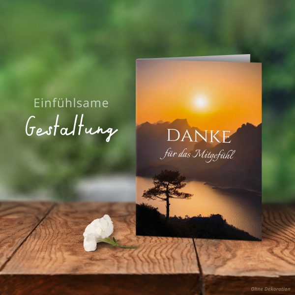 Danksagungskarten Trauer – 10 Stück mit Umschlägen – Motiv: Sonnenuntergang – Trauerkarten Danksagung mit Text – Dankeskarten Trauer nach Beerdigung – Bild 6