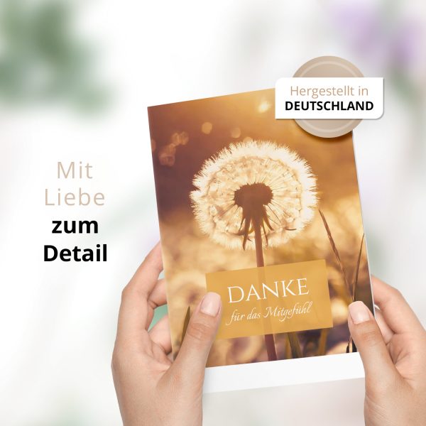 Danksagungskarten Trauer – 10 Stück mit Umschlägen – Motiv: Pusteblume– Trauerkarten Danksagung mit Text – Dankeskarten Trauer nach Beerdigung – Bild 2