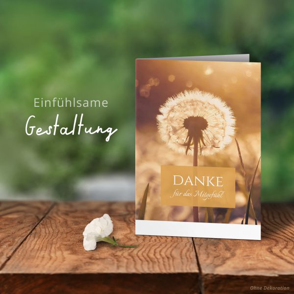 Danksagungskarten Trauer – 10 Stück mit Umschlägen – Motiv: Pusteblume– Trauerkarten Danksagung mit Text – Dankeskarten Trauer nach Beerdigung – Bild 6