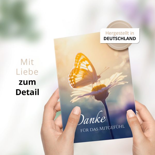 Danksagungskarten Trauer – 10 Stück mit Umschlägen – Motiv: Schmetterling – Trauerkarten Danksagung mit Text – Dankeskarten Trauer nach Beerdigung – Bild 2