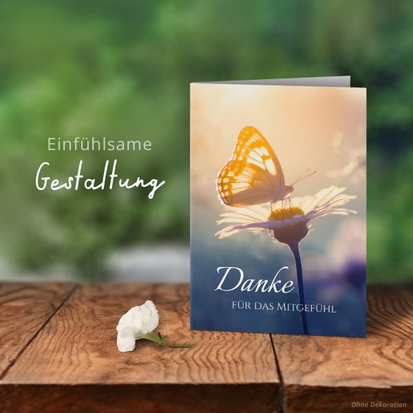 Danksagungskarten Trauer – 10 Stück mit Umschlägen – Motiv: Schmetterling – Trauerkarten Danksagung mit Text – Dankeskarten Trauer nach Beerdigung – Bild 6