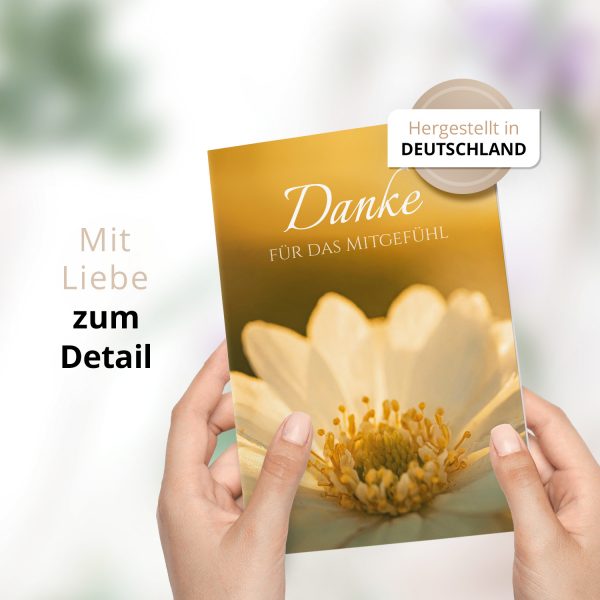 Danksagungskarten Trauer – 10 Stück mit Umschlägen – Motiv: Blütenpracht – Trauerkarten Danksagung mit Text – Dankeskarten Trauer nach Beerdigung – Bild 2