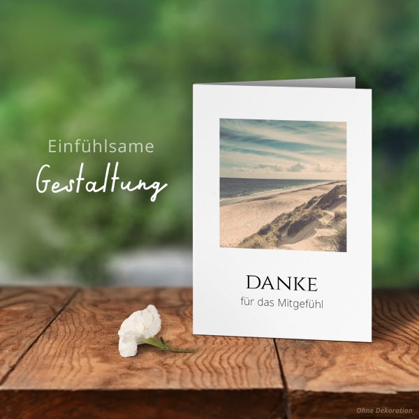 Danksagungskarten Trauer – 10 Stück mit Umschlägen – Motiv: Fenster zum Strand – Trauerkarten Danksagung mit Text – Dankeskarten Trauer nach Beerdigung – Bild 6