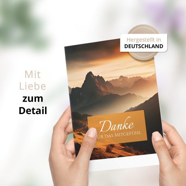 Danksagungskarten Trauer – 10 Stück mit Umschlägen – Motiv: Berg im Nebel – Trauerkarten Danksagung mit Text – Dankeskarten Trauer nach Beerdigung – Bild 2