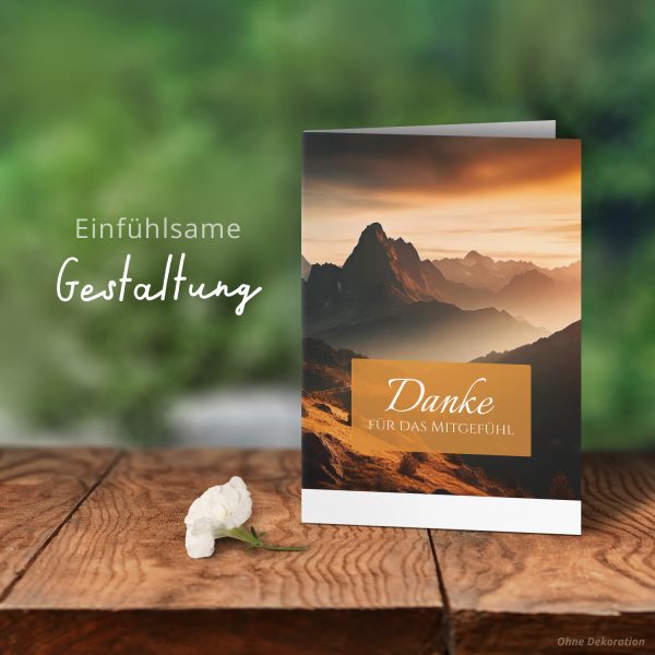 Danksagungskarten Trauer – 10 Stück mit Umschlägen – Motiv: Berg im Nebel – Trauerkarten Danksagung mit Text – Dankeskarten Trauer nach Beerdigung – Bild 6