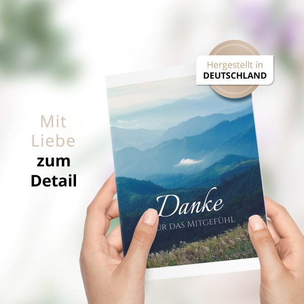 Danksagungskarten Trauer – 10 Stück mit Umschlägen – Motiv: Berge – Trauerkarten Danksagung mit Text – Dankeskarten Trauer nach Beerdigung – Bild 2
