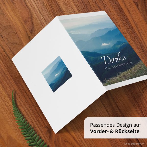 Danksagungskarten Trauer – 10 Stück mit Umschlägen – Motiv: Berge – Trauerkarten Danksagung mit Text – Dankeskarten Trauer nach Beerdigung – Bild 5